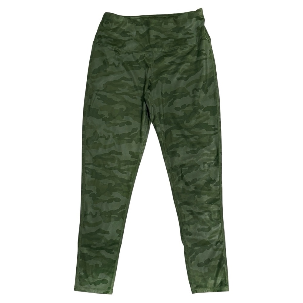 Oalka Women's Yoga Capris Workout Leggings Multi Army Green Camo Large